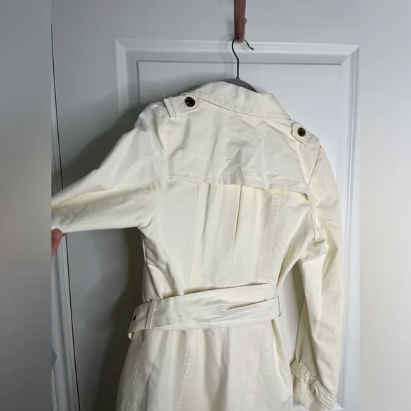 Zara Belted Cotton Blend Classic Trench Coat Cream Size Medium